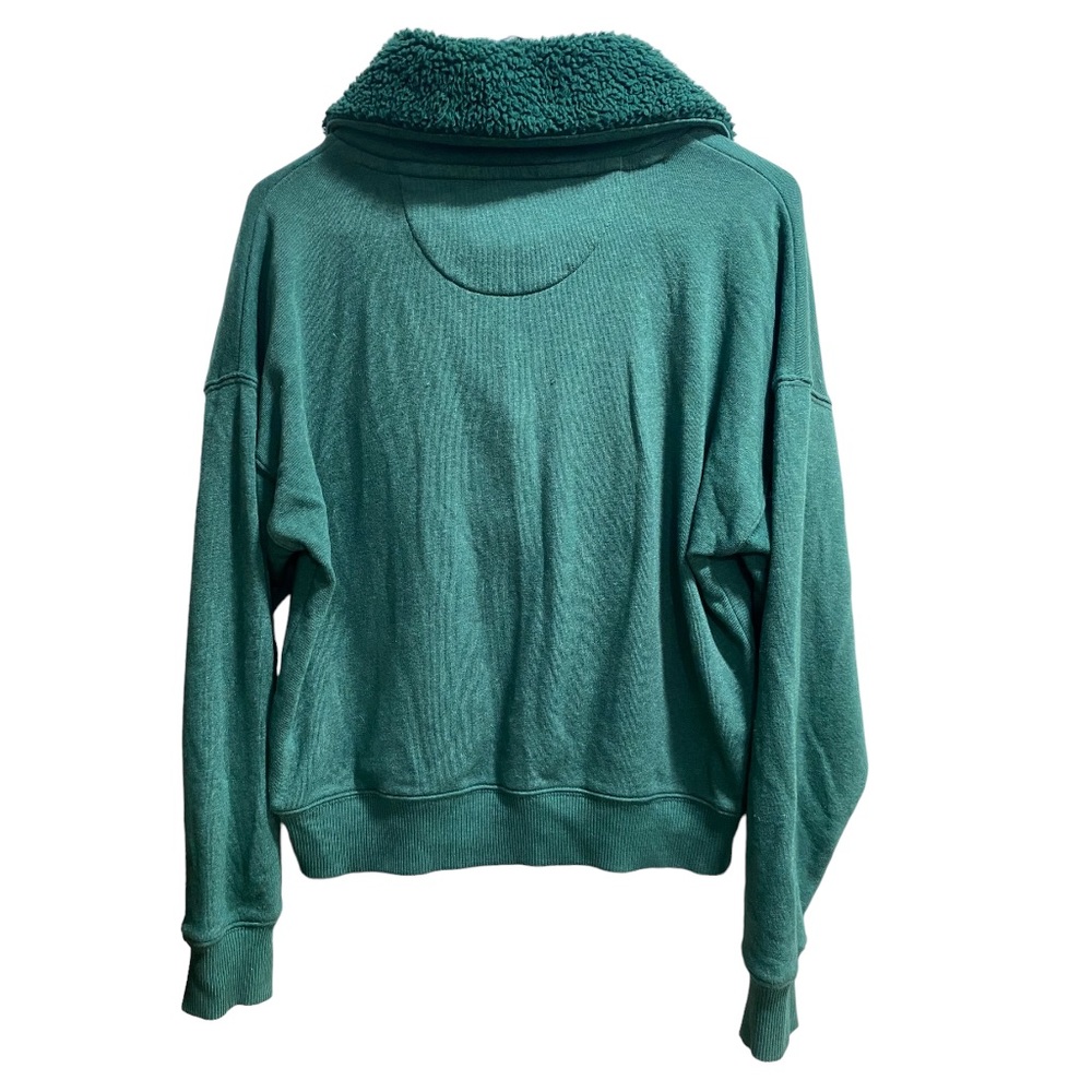 American Eagle Green‎ Pullover, Green Sherpa Lined Collar 2 Button up size XS - Picture 2 of 7